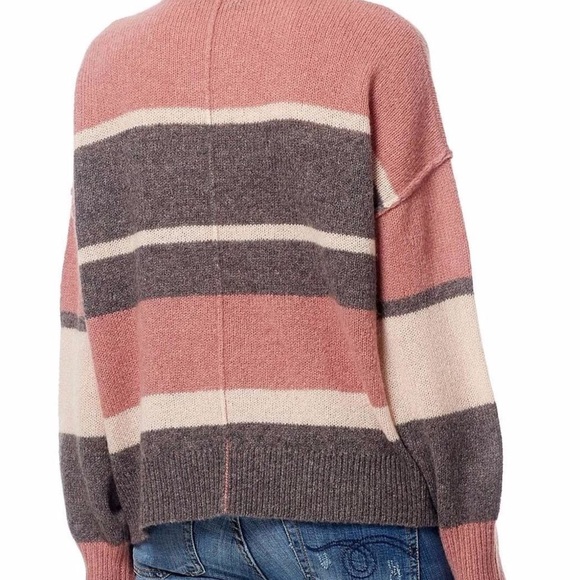 360 Cashmere Pink & Gray Striped Crewneck - Picture 2 of 9